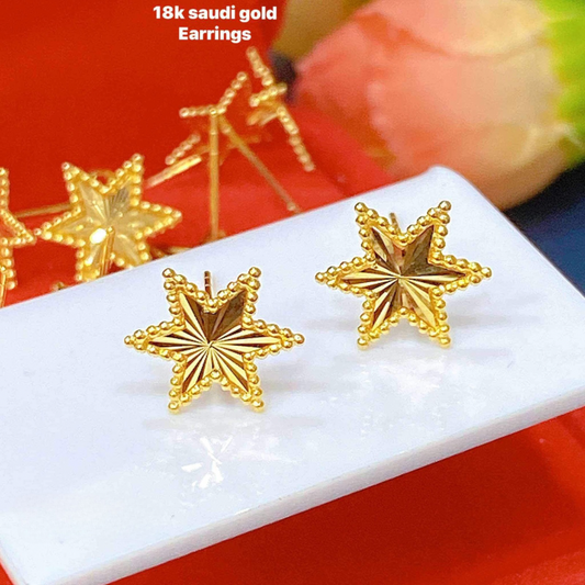 Sinag Star Earrings 18k Saudi Gold