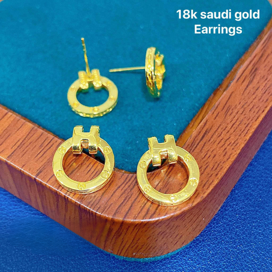 Hermes Loop Earrings Ampaw 18k Saudi Gold