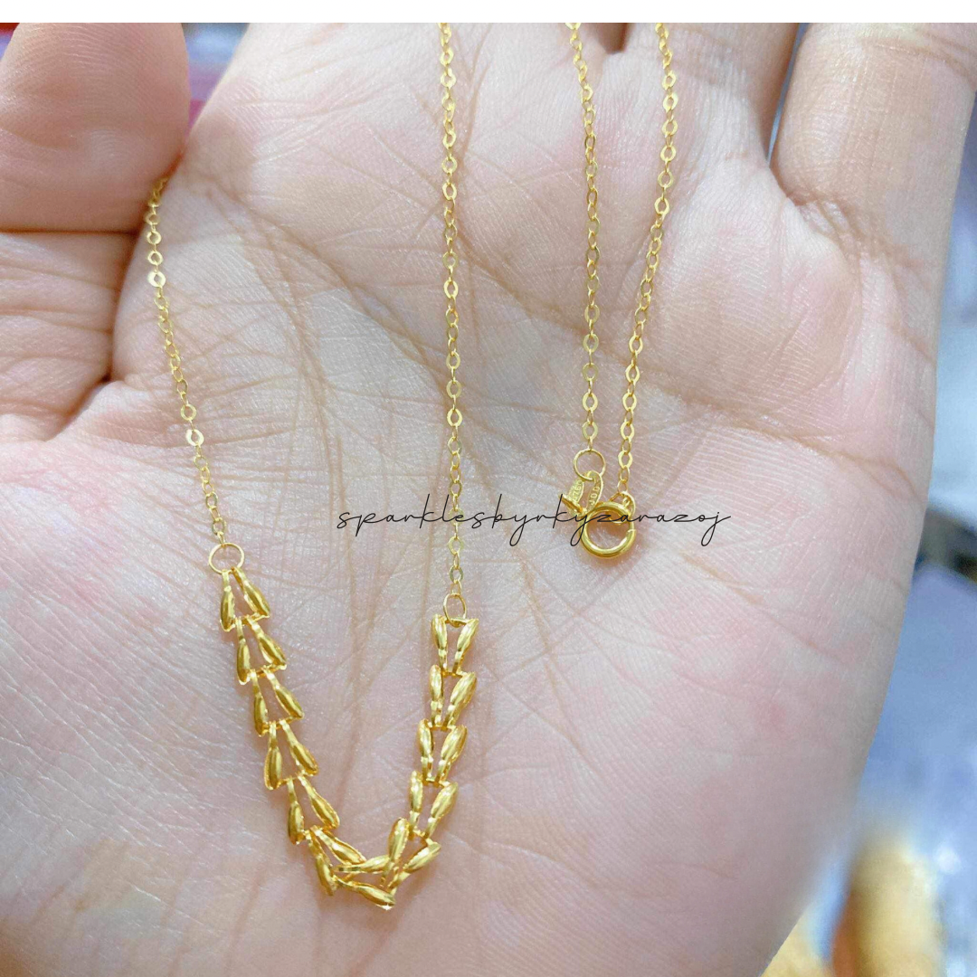 Palay Necklace Solid 18k Saudi Gold