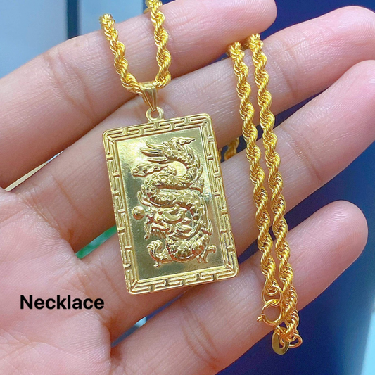 #2 Bar Dragon Necklace 18k Saudi Gold