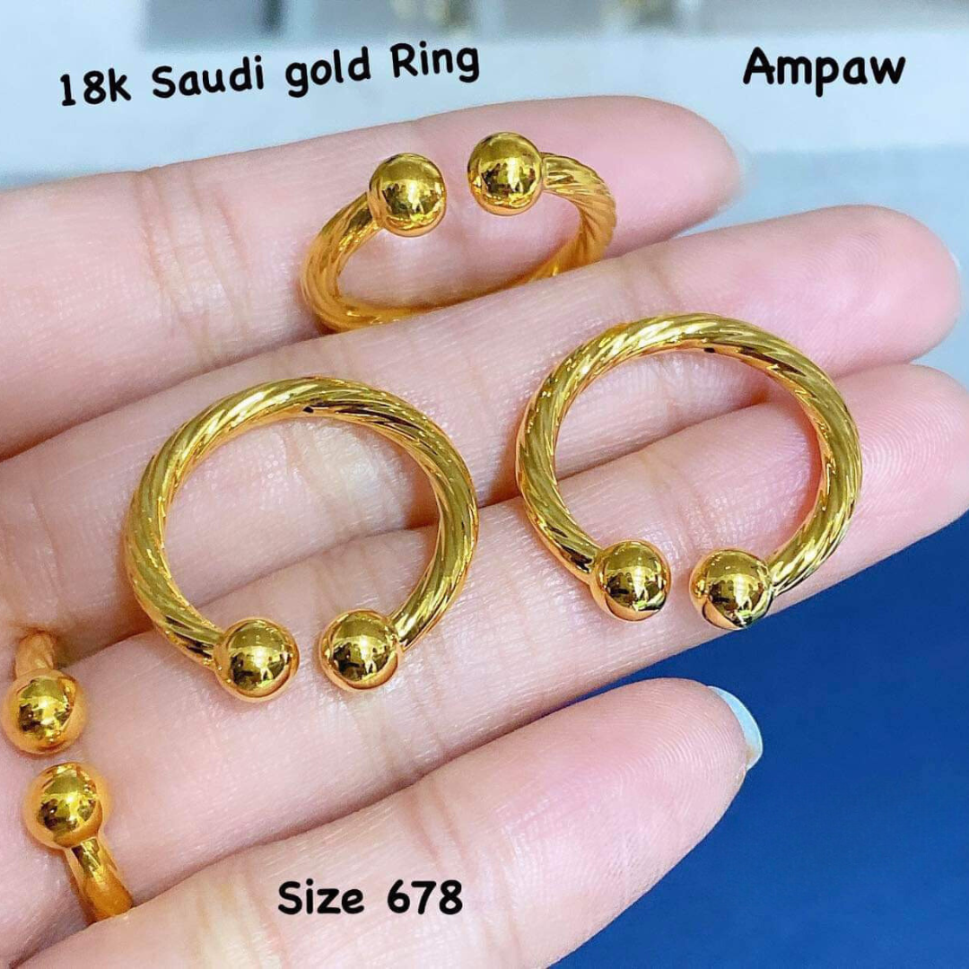 Ampaw 2 Balls Ring 18k Saudi Gold