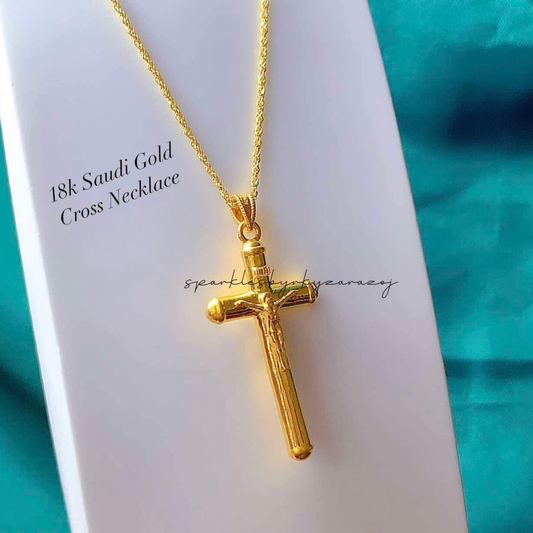 #1 Mini Jesus in the Cross Pendant Only Ampaw 18k Saudi Gold