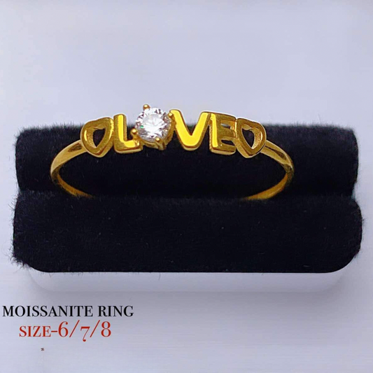 Heart LOVE Moissanite Ring 18k Saudi Gold