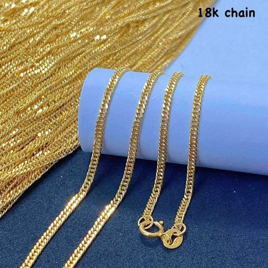 18” Flat Chain Solid 18k Saudi Gold