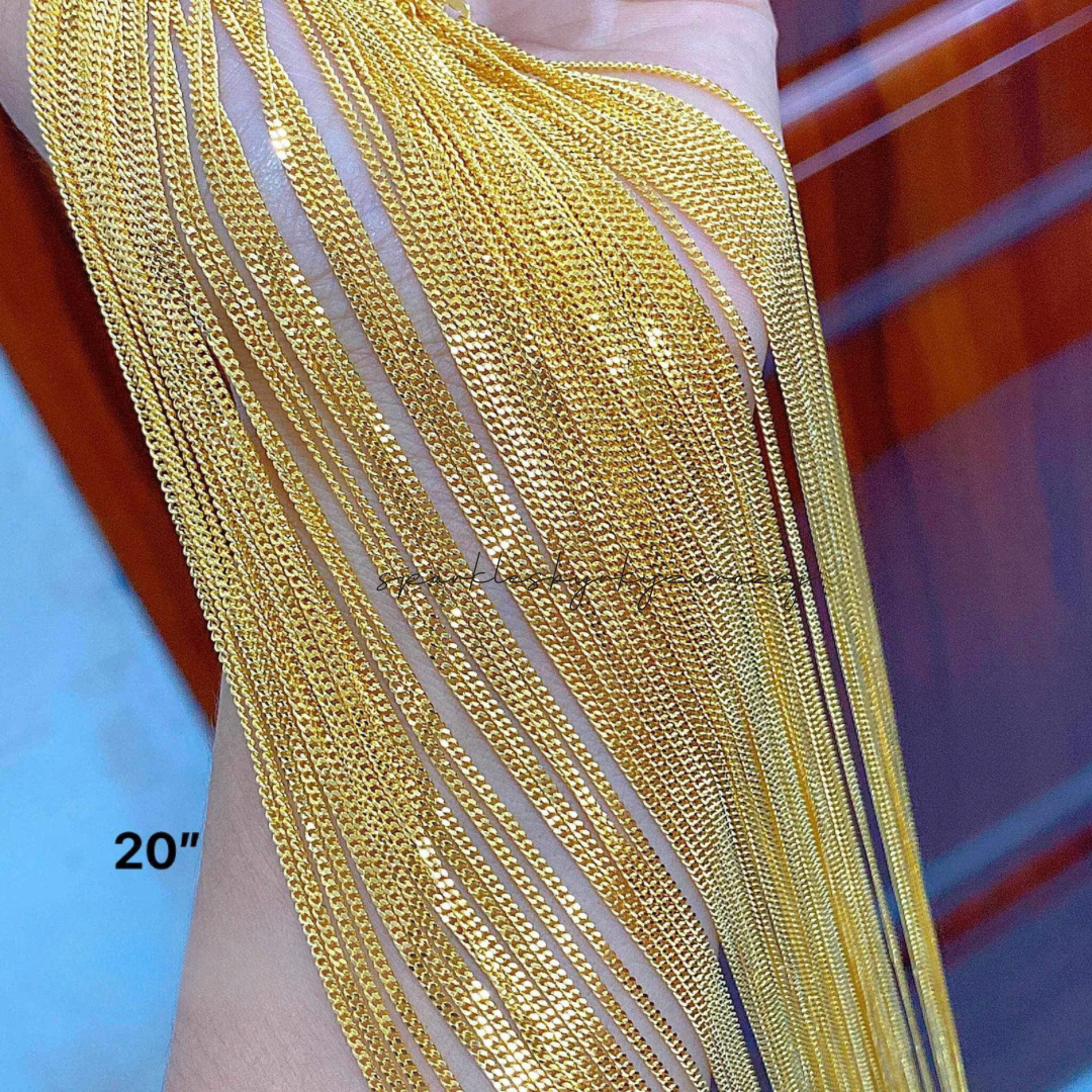 8 Cut Chain 20” Solid 18k Saudi Gold