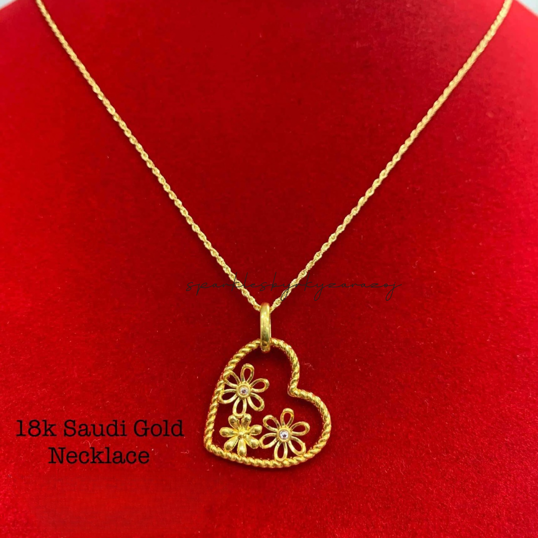 Mini Flower Heart Pendant Only Ampaw 18k Saudi Gold