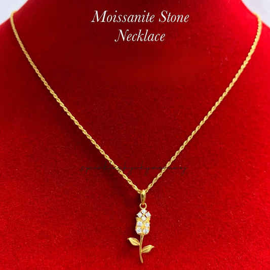 Tulip Moissanite Stone Pendant Only Ampaw 18k Saudi Gold