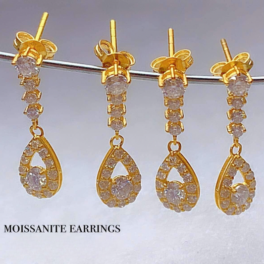 #2 Moissanite Earrings 18k Saudi Gold