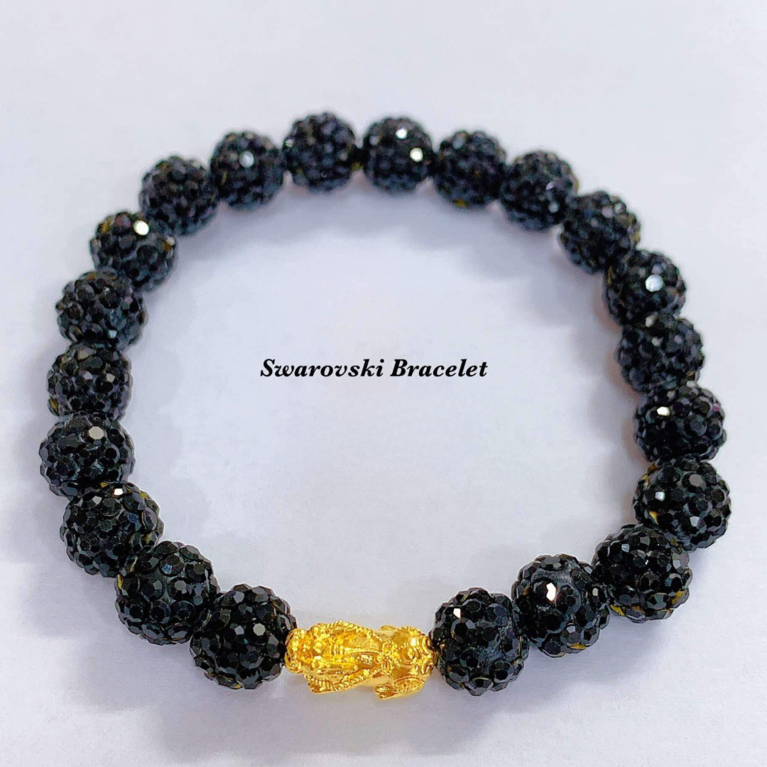 Black Swarovski Bracelet 18k Saudi Gold