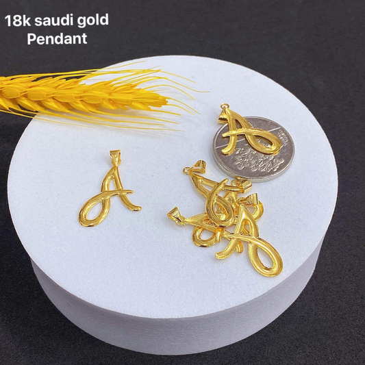 Letter A Plain Pendant 18k Saudi Gold