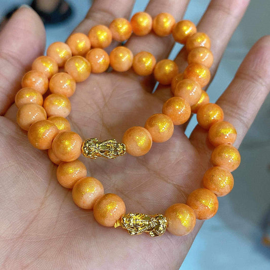 Apricot Crystal Piyao Bracelet Ampaw 24k Saudi Gold