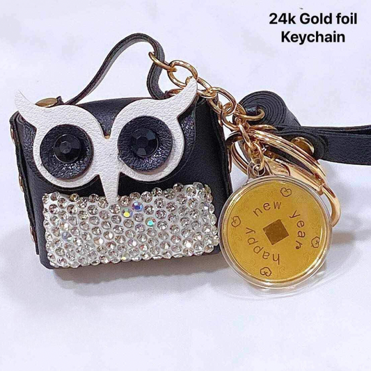 #1 Owl Bag KeyChain Lucky Charm 24k Gold