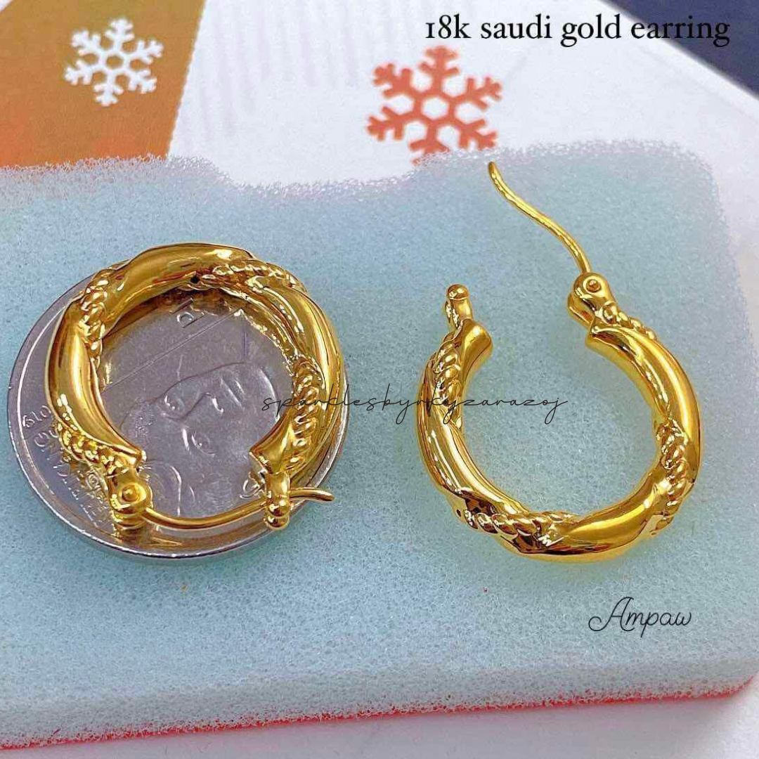 Level 2 Twisted Earrings Ampaw 18k Saudi Gold