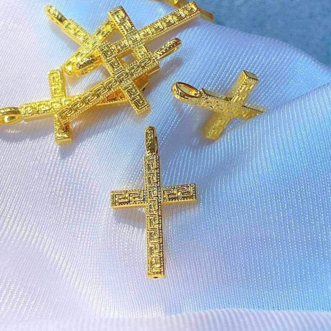 Gold Cross pendant ampaw 18k saudi gold