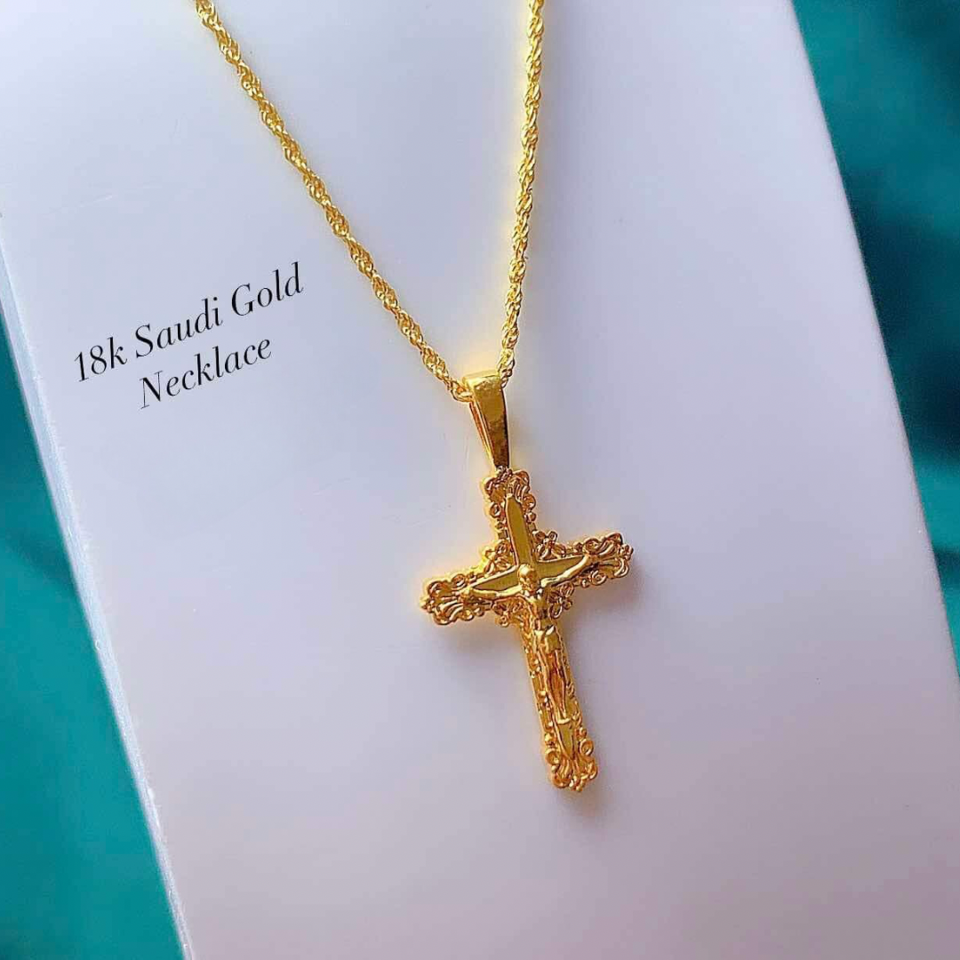 #7 Cross Pendant Only Ampaw 18k Saudi Gold