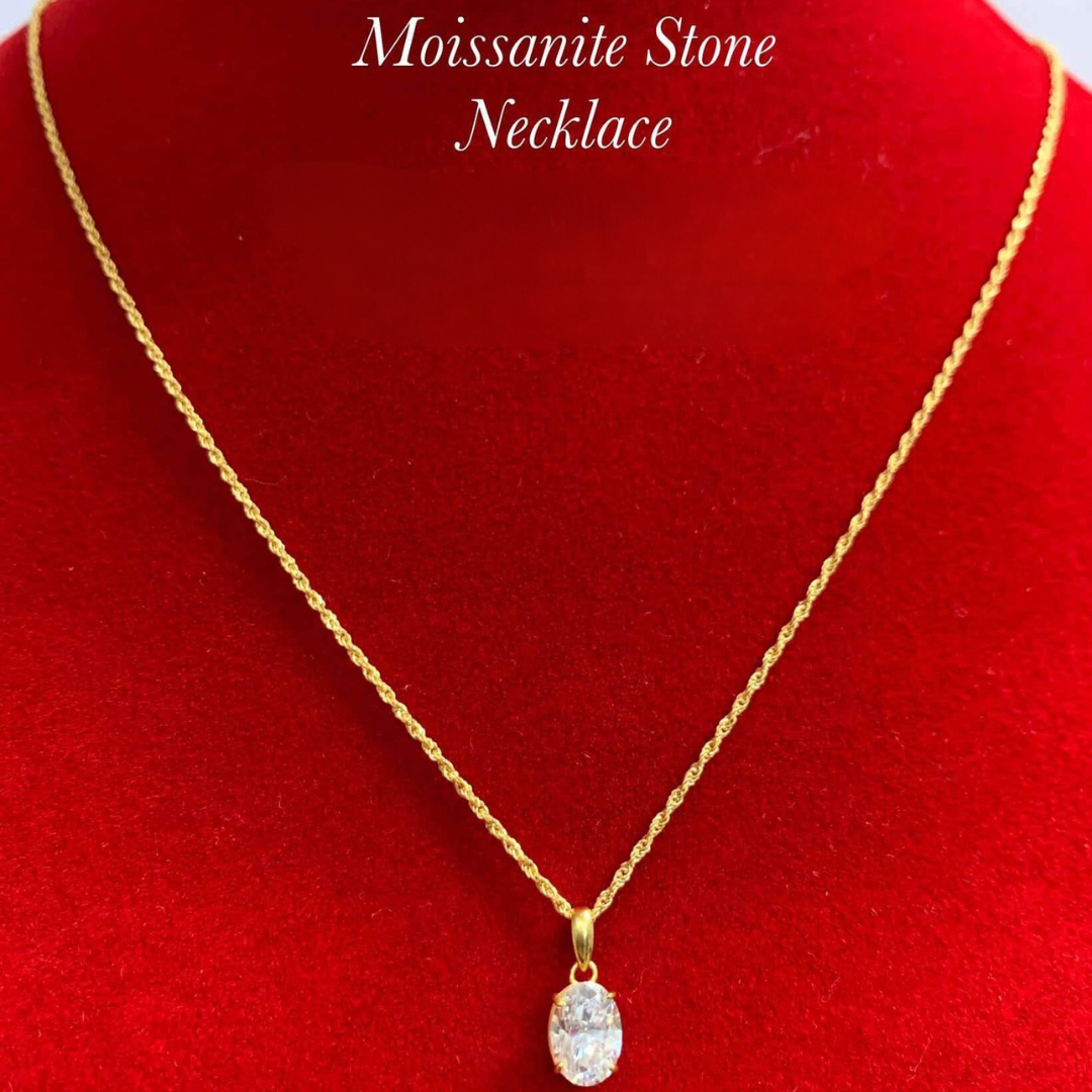 Mini Oval Diamond Moissanite Stone Pendant Only Ampaw 18k Saudi Gold