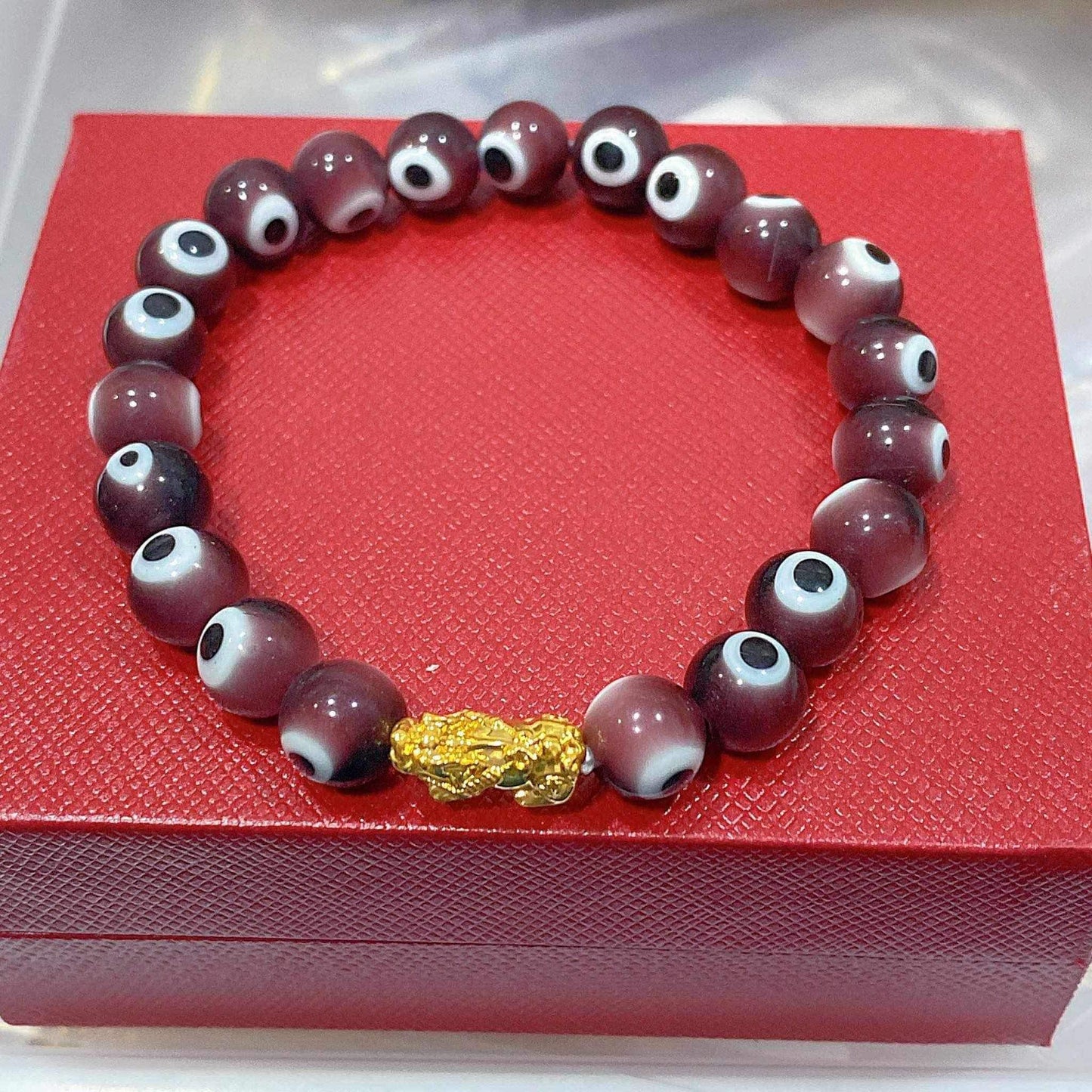 Evil Eye Jade Piyao Bracelet Ampaw 24k Saudi Gold