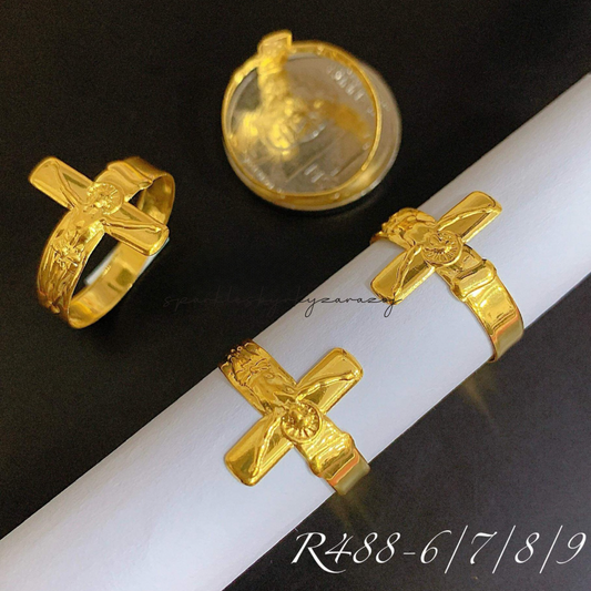 Jesus in the Cross Ring Solid 18k Saudi Gold
