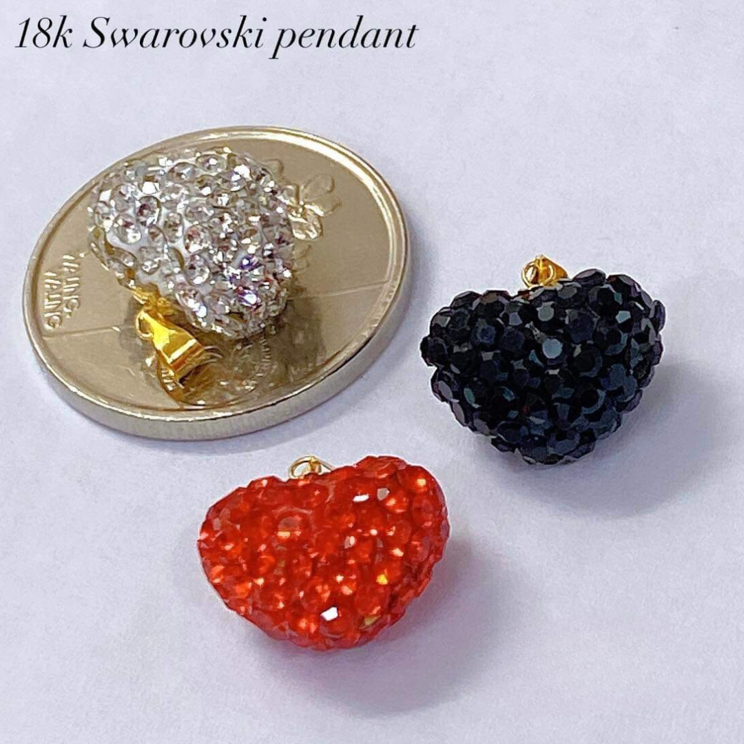 Heart Swarovski Pendant  18k Saudi Gold