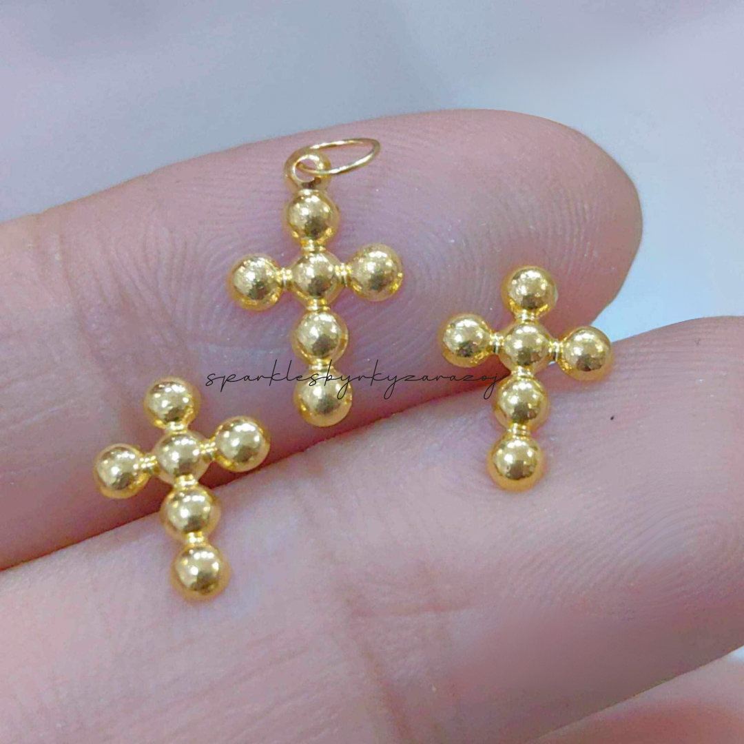 Set Ball Cross Pendant Solid 18k Saudi Gold