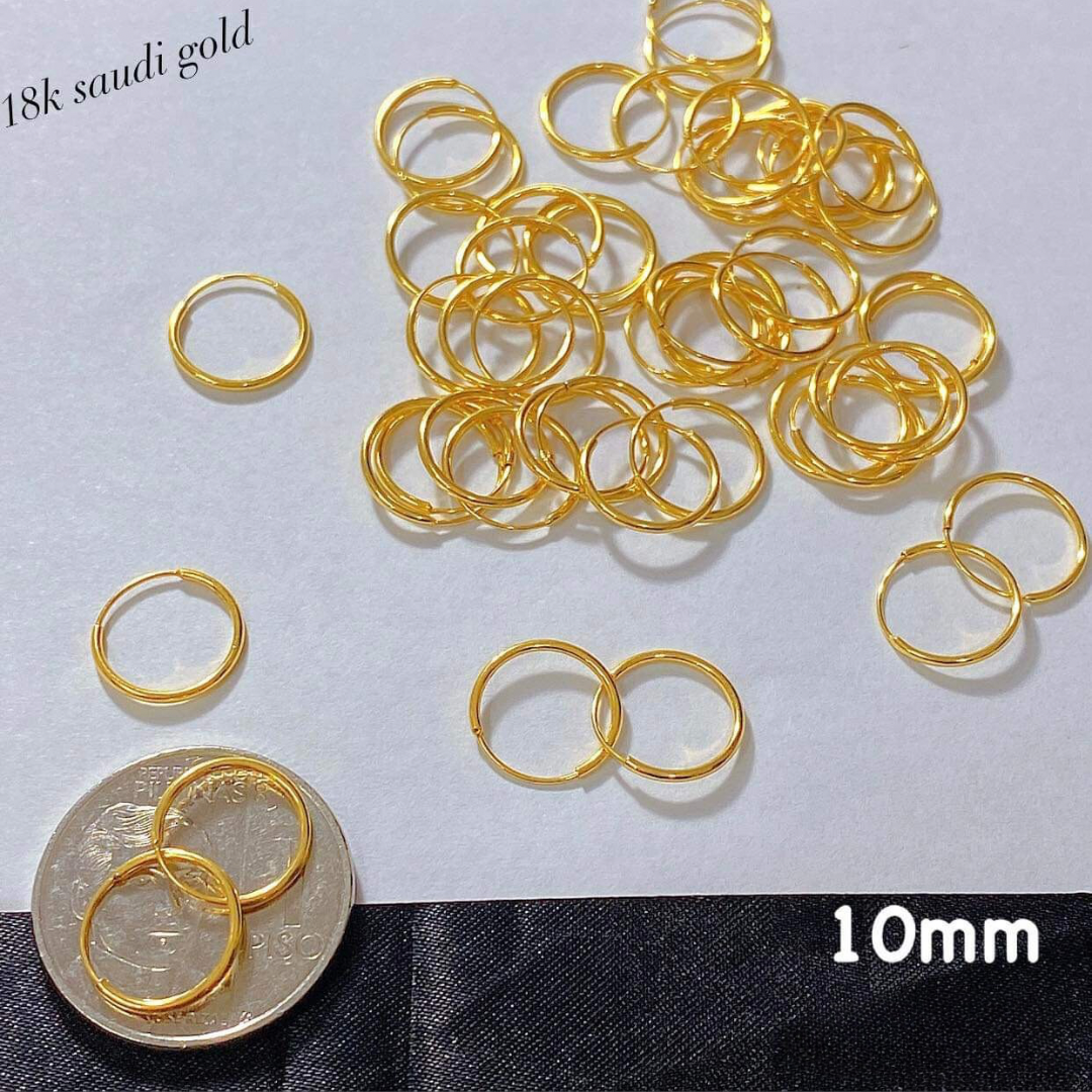 10mm Hoop Earrings 18k Saudi Gold