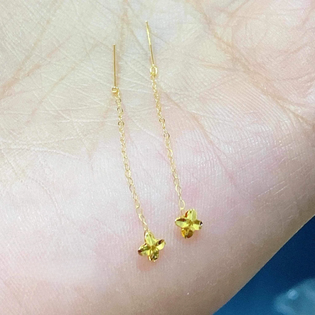 Flower Earrings Ampaw 18k Saudi Gold