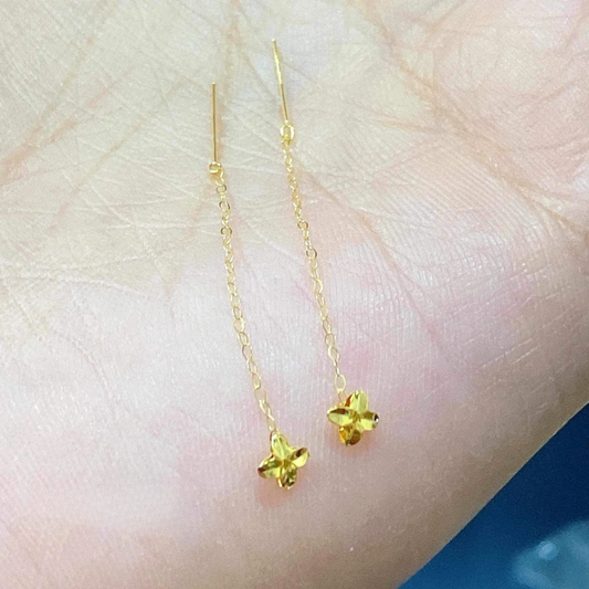 Flower Earrings Ampaw 18k Saudi Gold