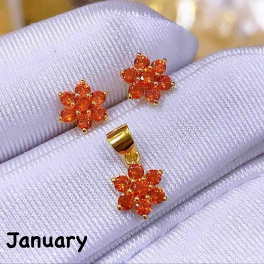 Set January Birthstone Solid 18k Saudi Gold