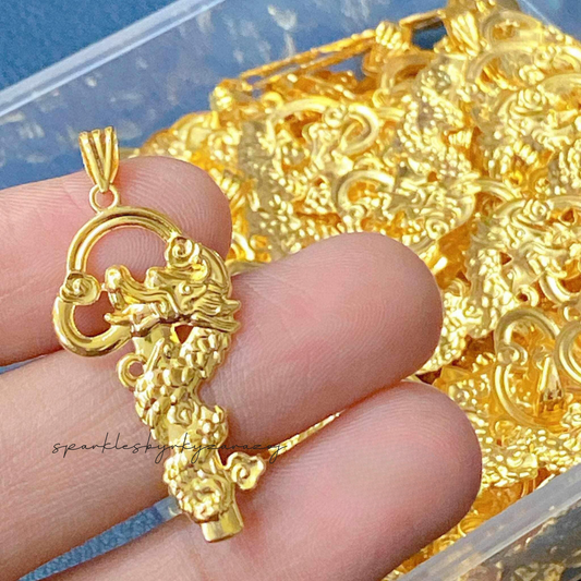 #19 Golden Dragon Pendant Solid 18k Saudi Gold