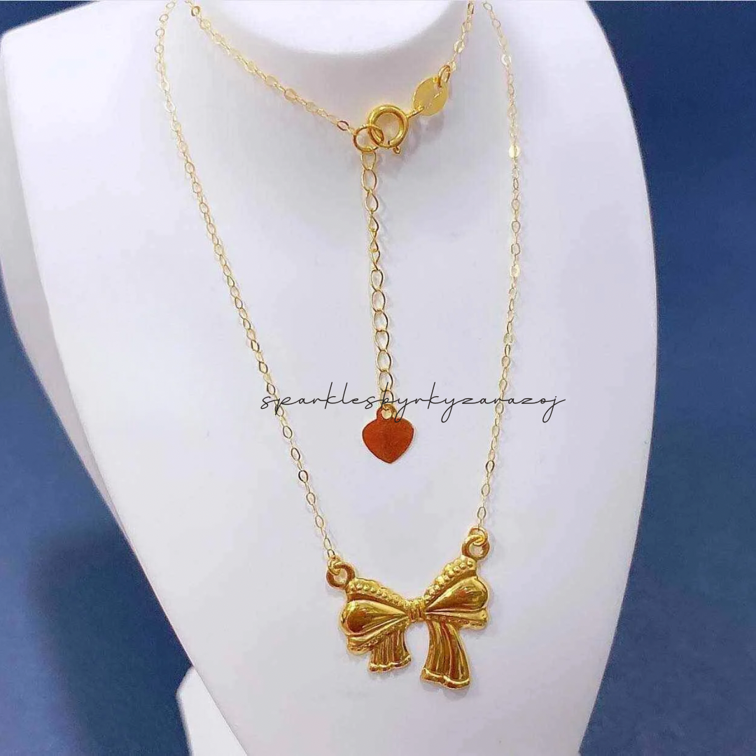 Ribbon Necklace Solid 18k Saudi Gold