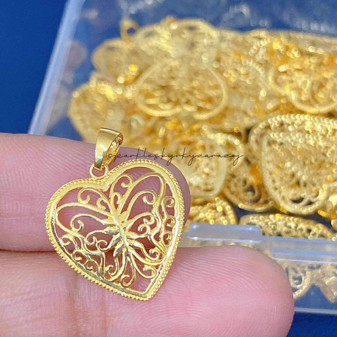 Butterfly Heart Pendant Solid 18k Saudi Gold