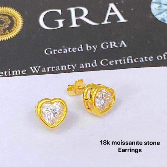 Heart Earrings Moissanite Diamond Ampaw 18k Saudi Gold