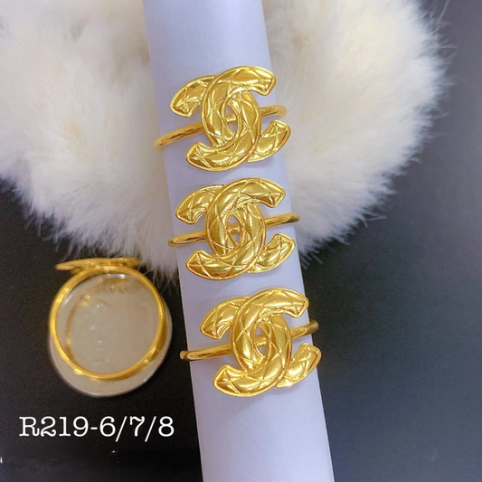 Twin CC Ring Solid 18k Saudi Gold