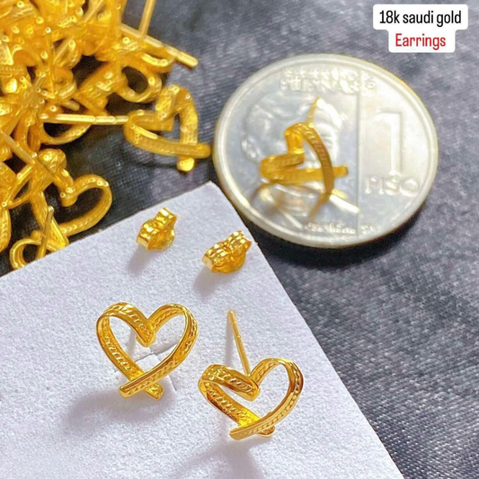 Twisted Heart Earrings 18k Saudi Gold