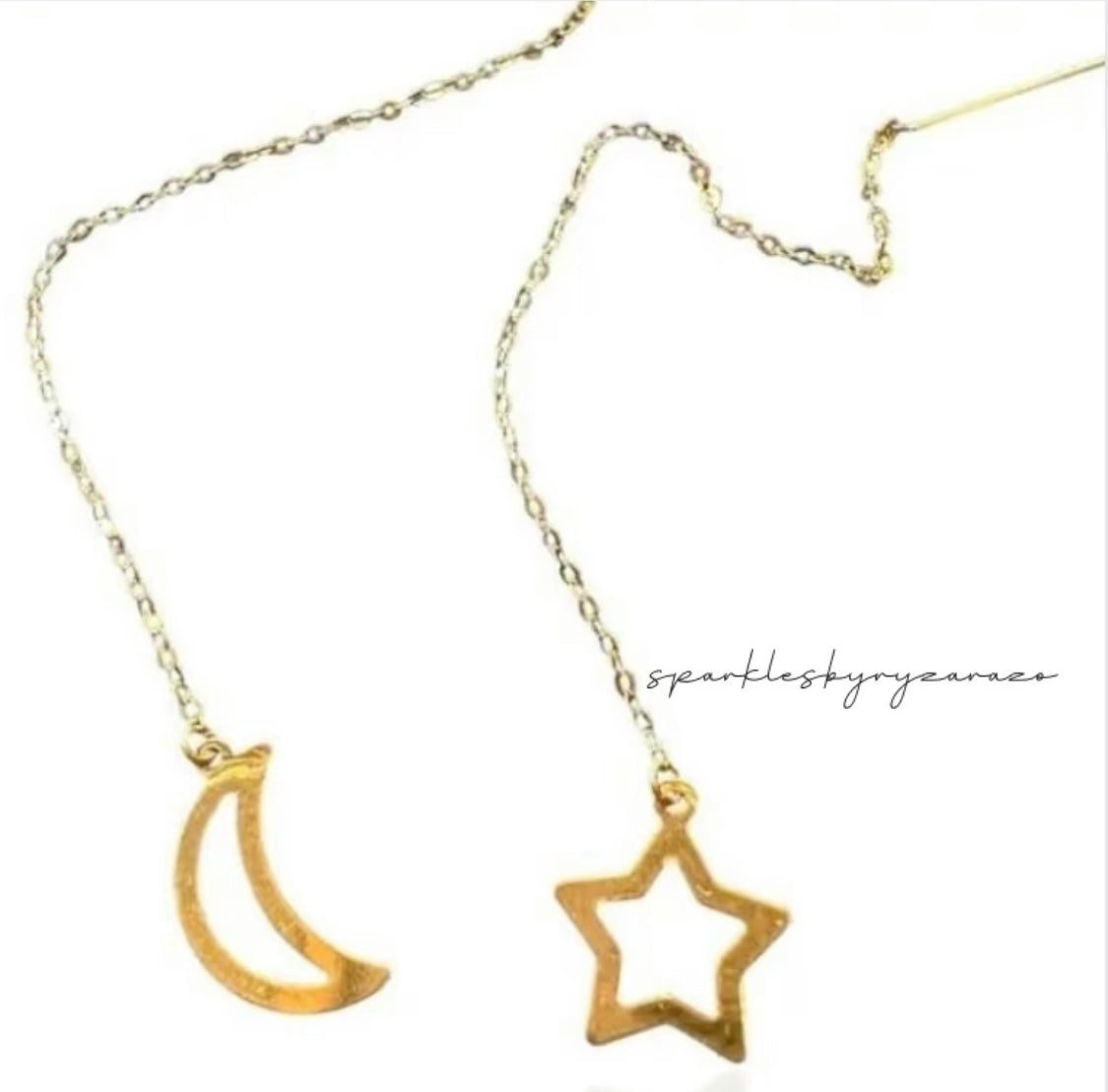 Moon & Star Tiktak Earrings 18k Saudi Gold