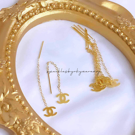 Chanel earings solid 18k saudi gold