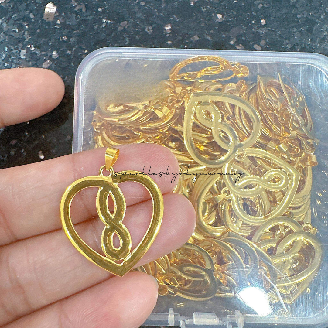 Infinite Heart Pendant Solid 18k Saudi Gold