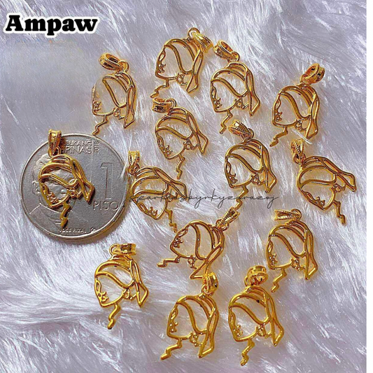 Face Design Pendant Ampaw 18k Saudi Gold