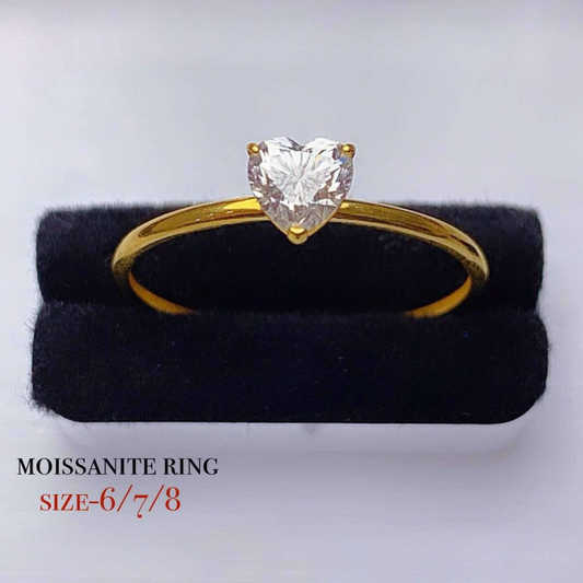 Diamond Heart Moissanite Ring 18k Saudi Gold