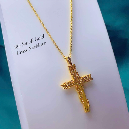 #2 Tree Brunch Cross Pendant Only Ampaw 18k Saudi Gold