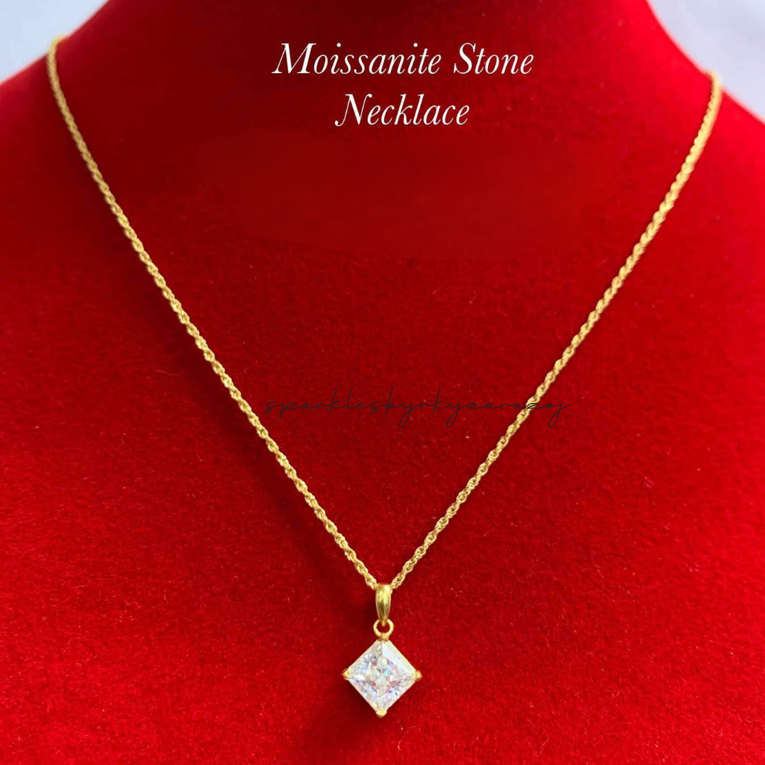 Mini Diamond Moissanite Stone Pendant Ampaw 18k Saudi Gold