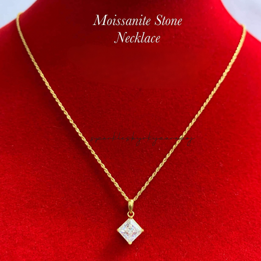 Mini Diamond Moissanite Stone Pendant Ampaw 18k Saudi Gold