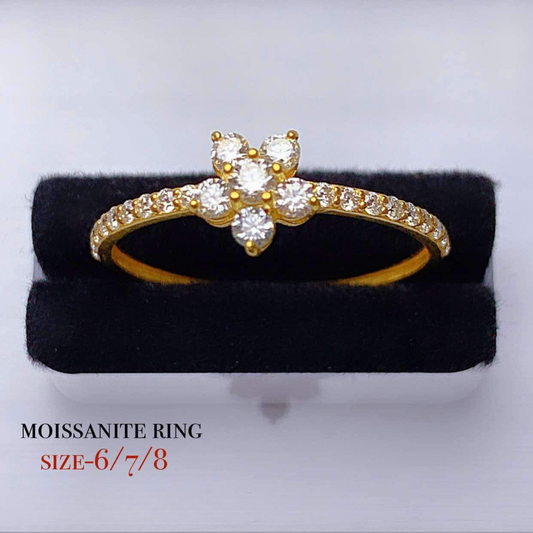 Flower Style Diamond Moissanite Ring 18k Saudi Gold