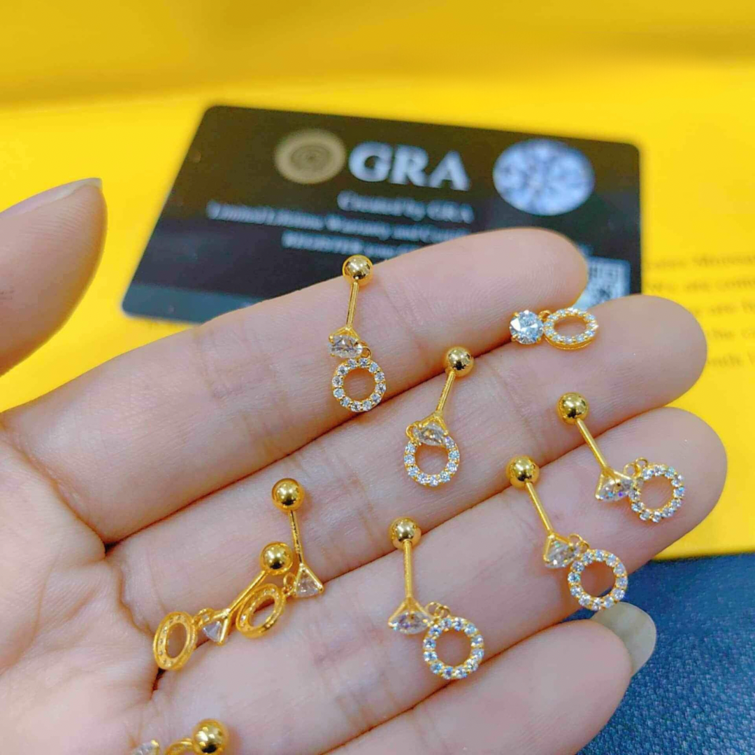 Mini Donut Moissanite Diamond Earrings Ampaw 18k Saudi Gold