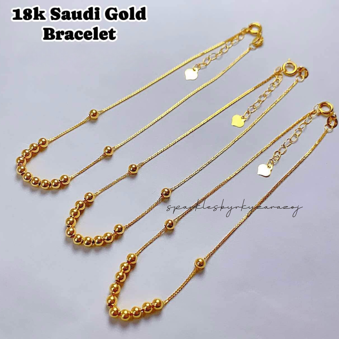 Bubble with Foxtail Bracelet 18k Saudi Gold