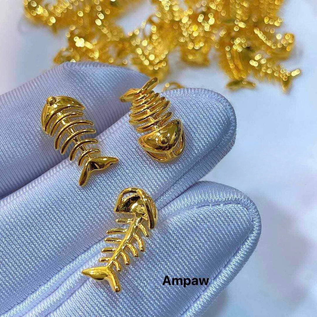 Fish Bone Pendant Ampaw 18k Saudi Gold