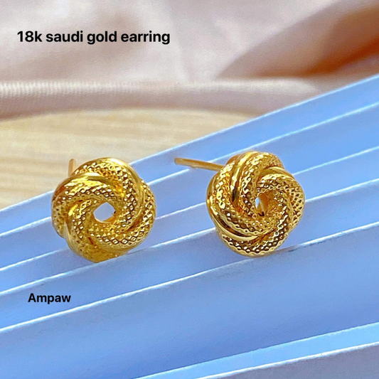 Ensaymada Earring Ampaw 18k Saudi Gold