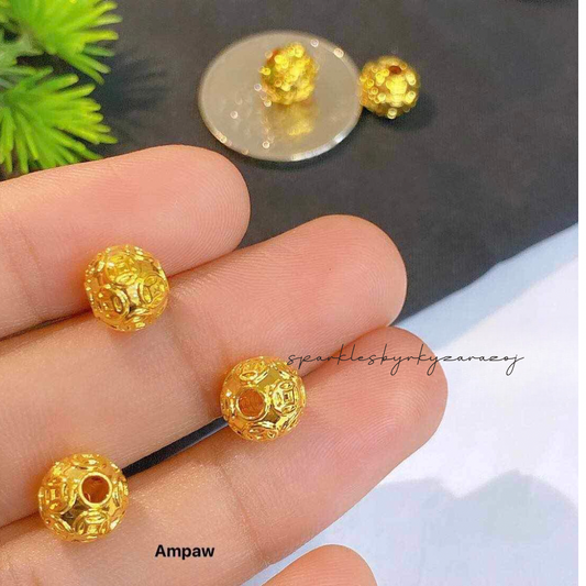 Golden hollow ball pendant ampaw 18k saudi gold