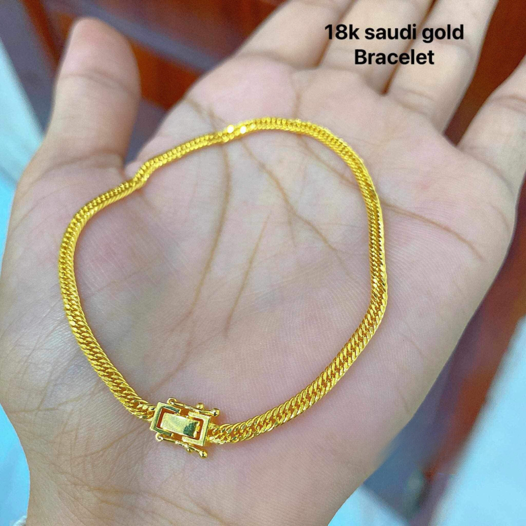 Flat Chain Bracelet Solid 18k Saudi Gold