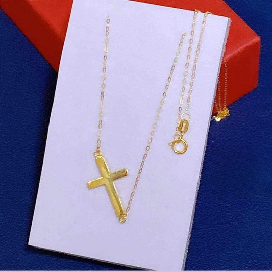 Cross Necklace Solid 18k Saudi Gold